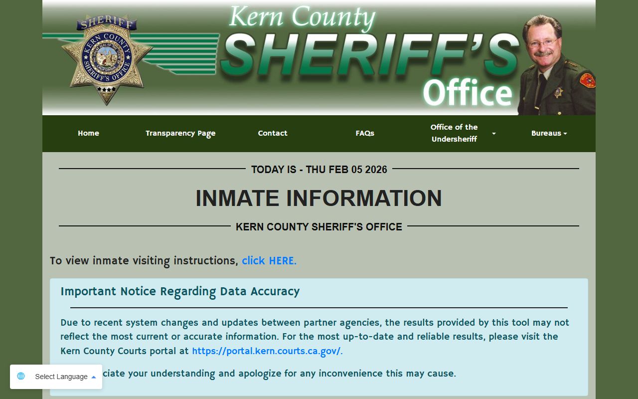 Kern County inmate search portal used for Bakersfield arrests