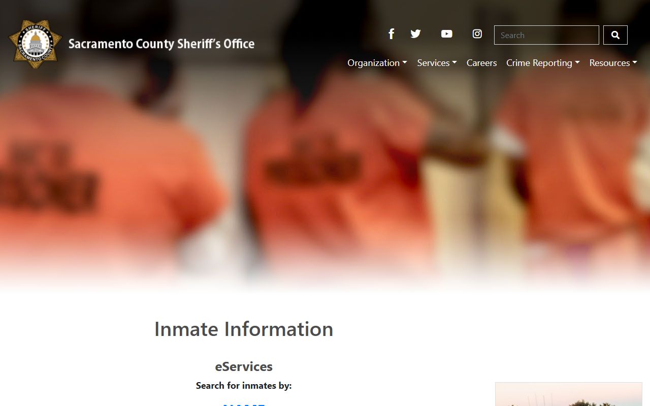Sacramento County inmate search portal used for Sacramento arrests