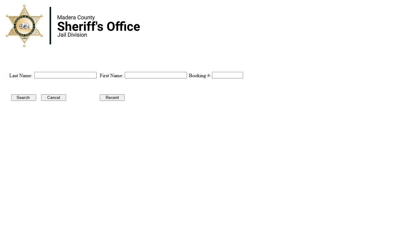 Madera County inmate inquiry search portal