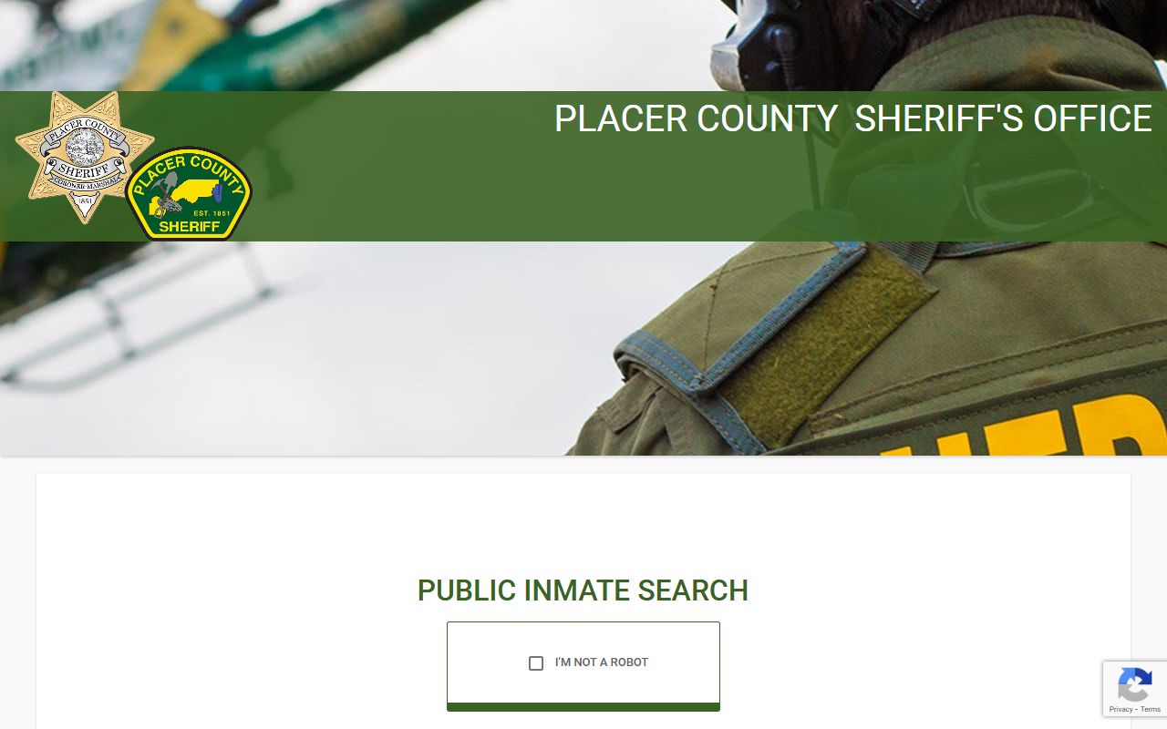 Placer County ATIMS inmate search portal