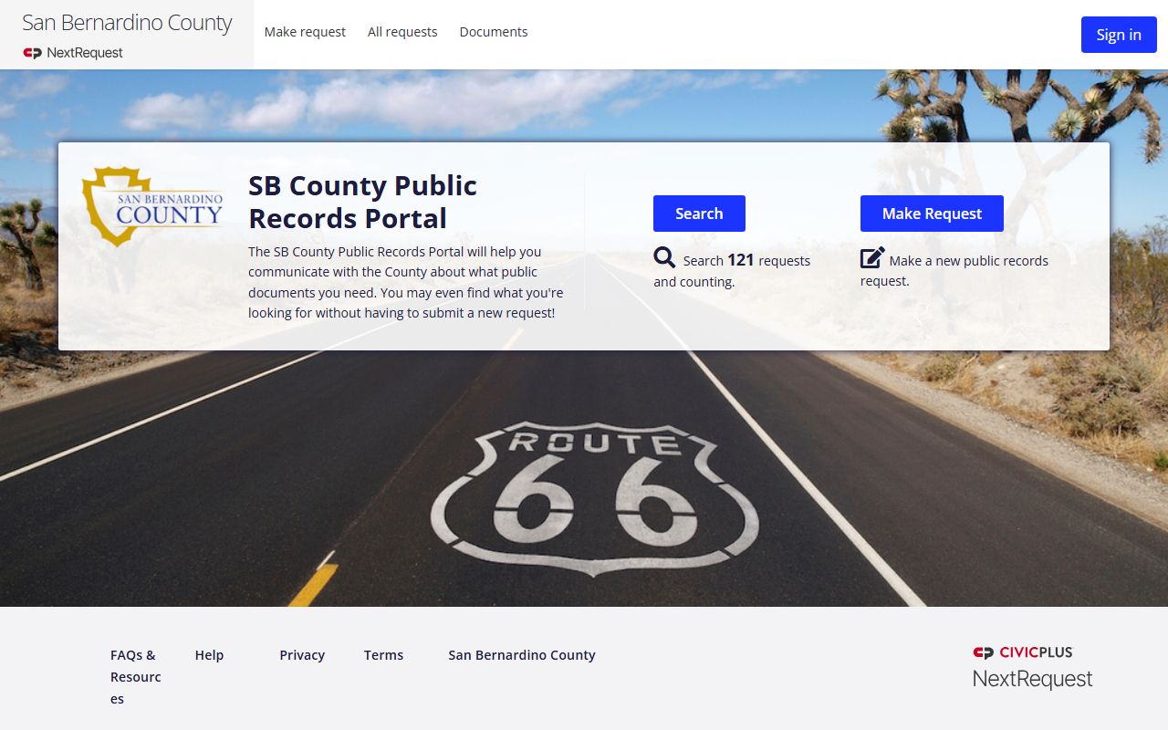 San Bernardino County public records request portal