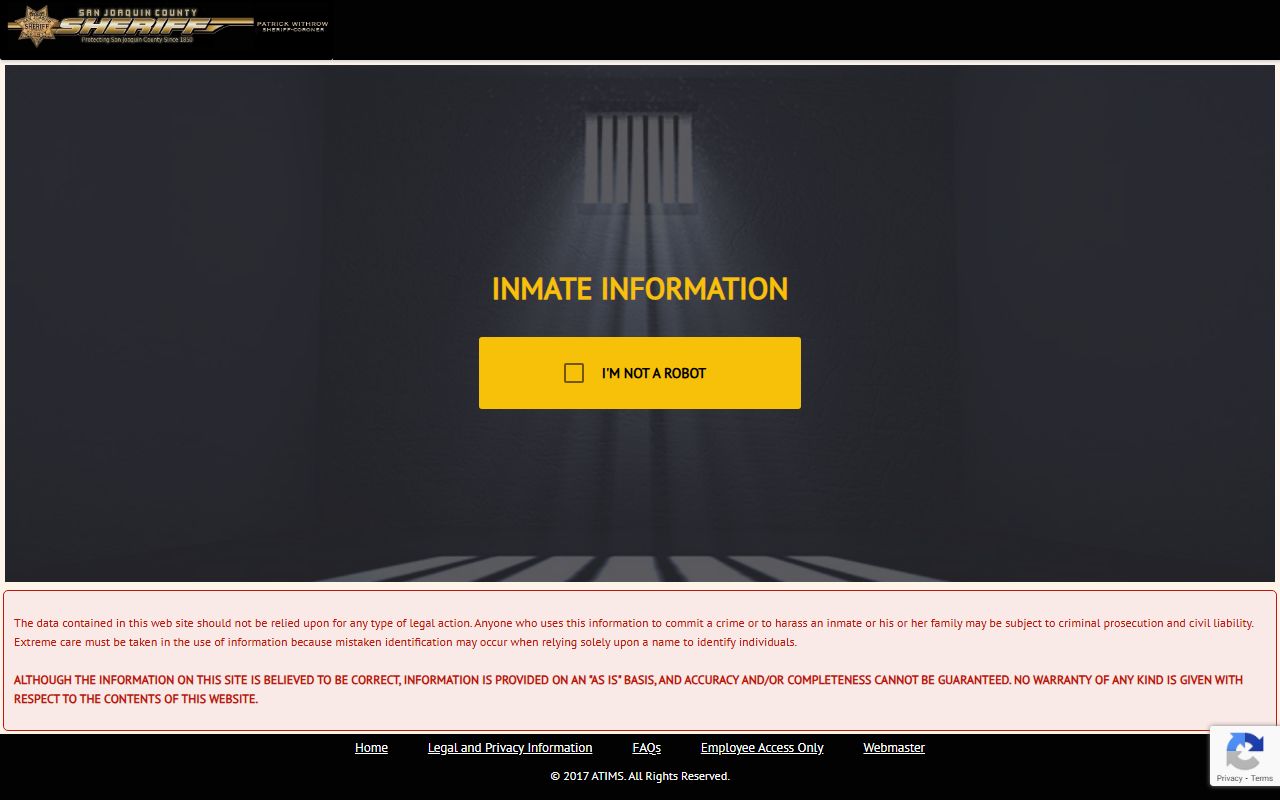 San Joaquin County inmate search portal used for Stockton arrests